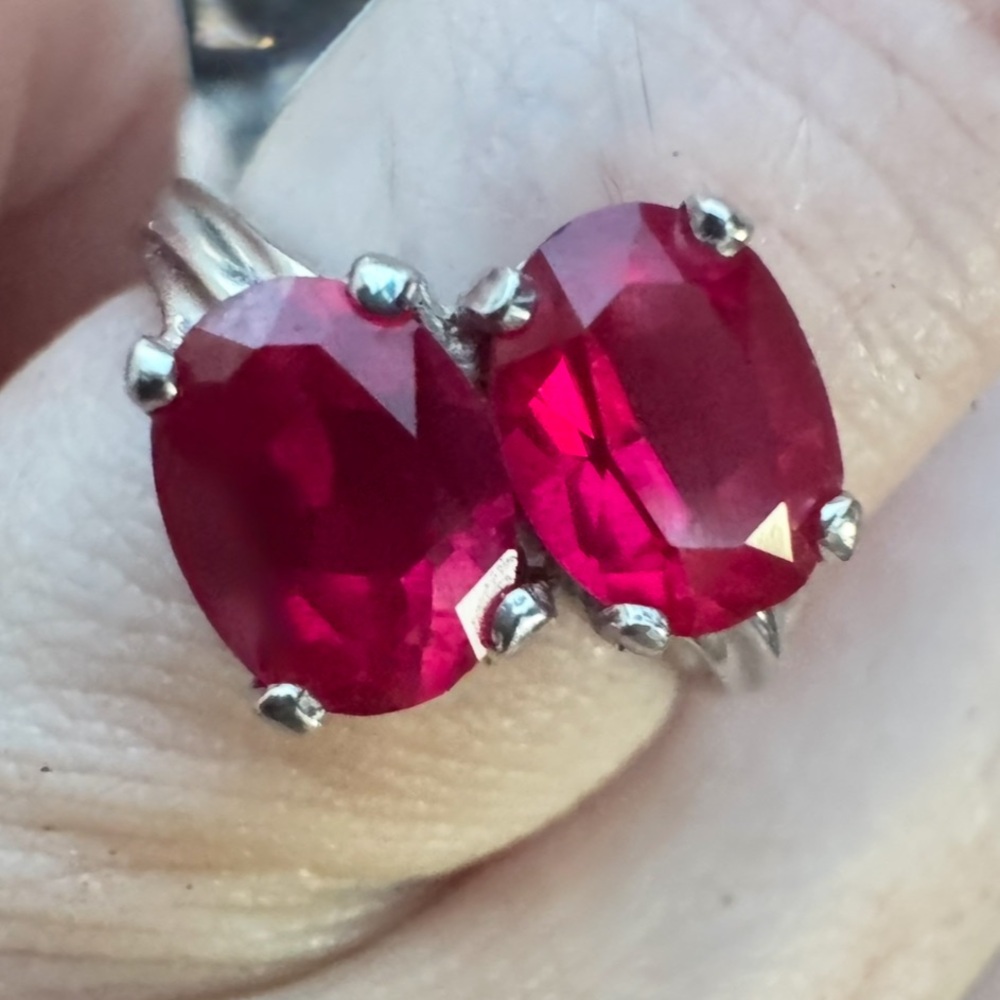 Vintage Nissan Ruby 10K Double Oval Gemstone Ring